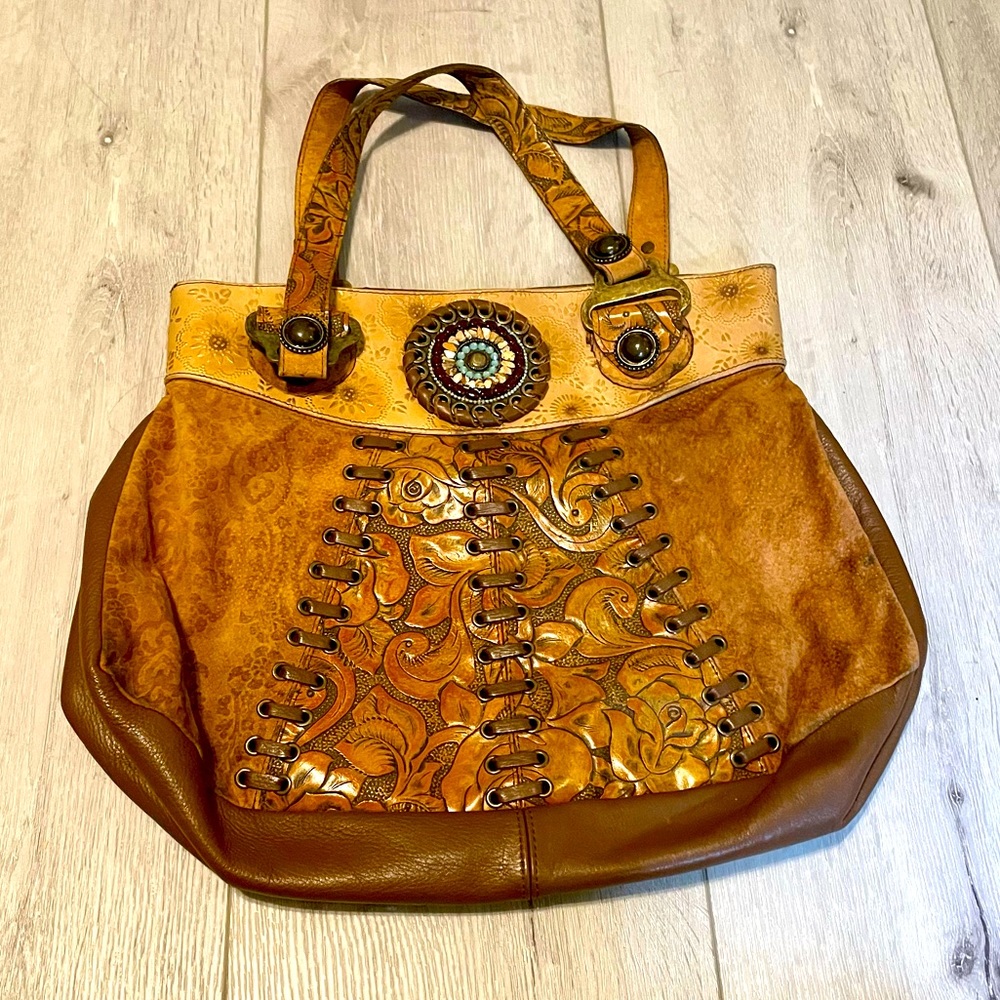 Leather Rock Brown purse with embellishments